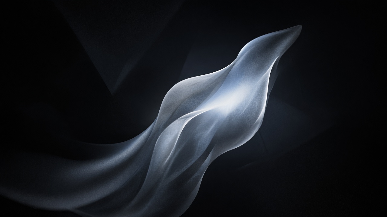 Abstract light form on a black field